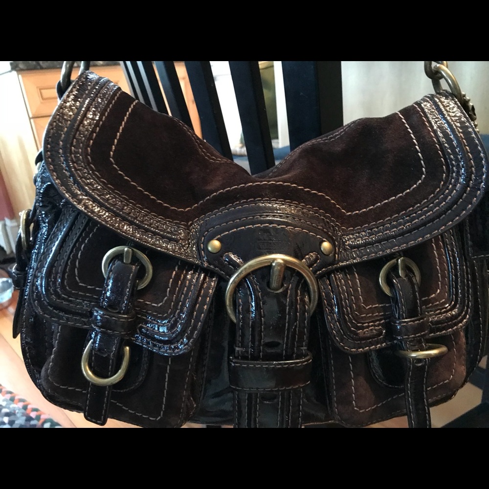 Coach suede and patent bag